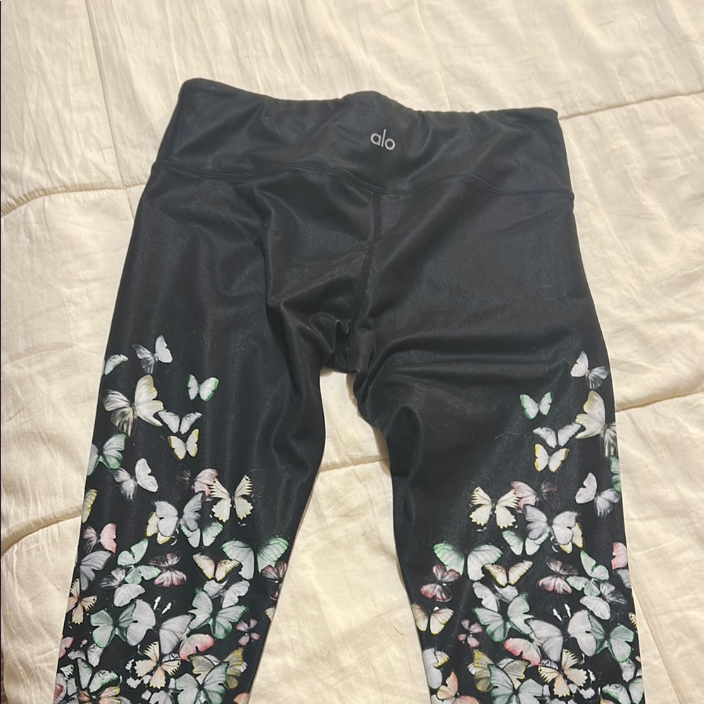 ALO Yoga Kids Black Butterfly Leggings